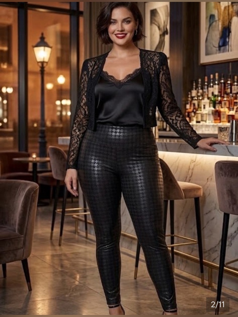 BNWT TORRID High-Rise Black Faux Leather Houndstooth Leggings